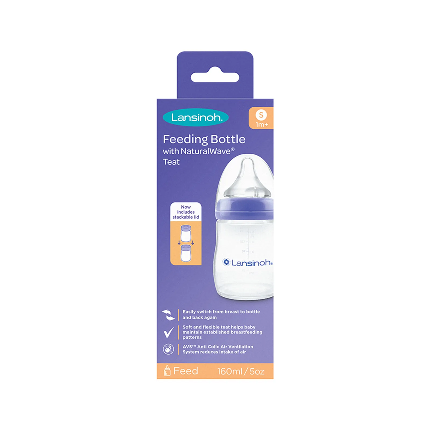Feeding Bottle 5oz/160ml With Natural Wave Slow Flow Teat