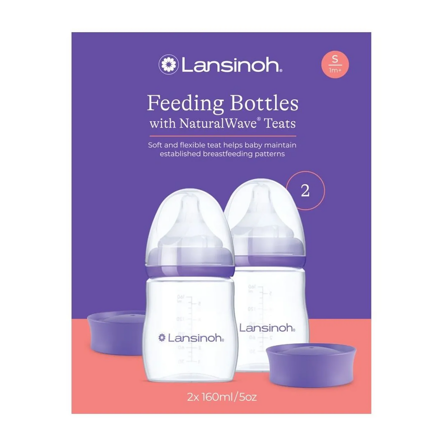 Feeding Bottle with Natural Wave Teat, 160ml - Pack of 2
