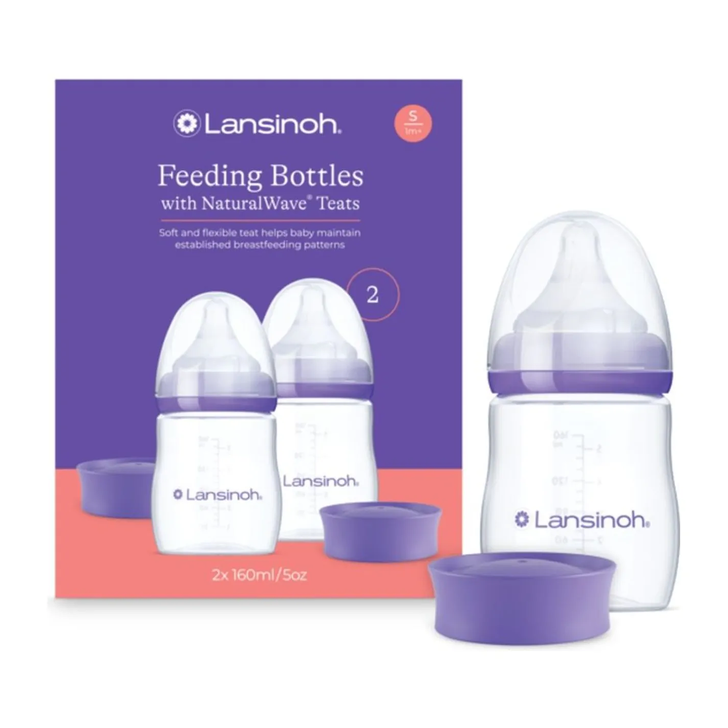 Feeding Bottle with Natural Wave Teat, 160ml - Pack of 2