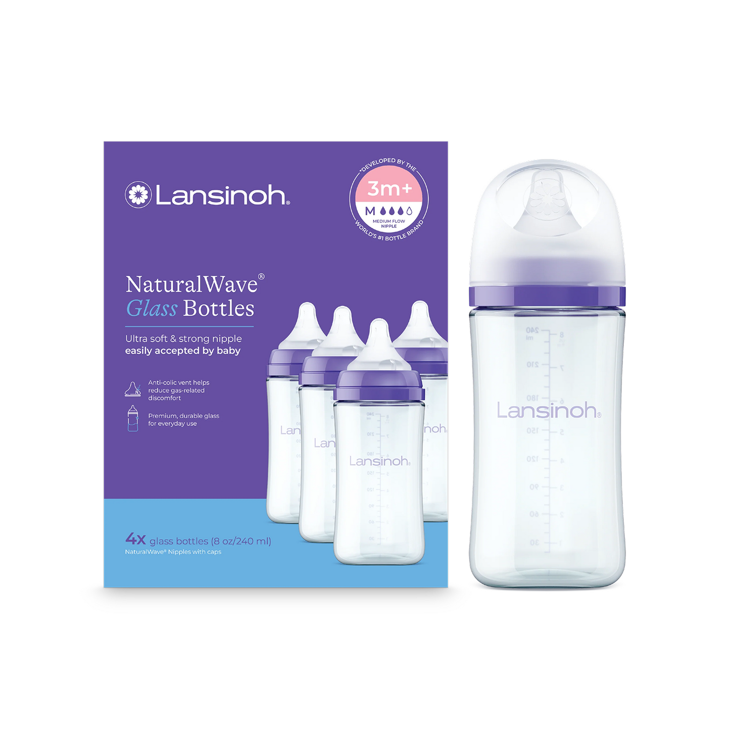 Glass Baby Bottles 8oz (4 pack)