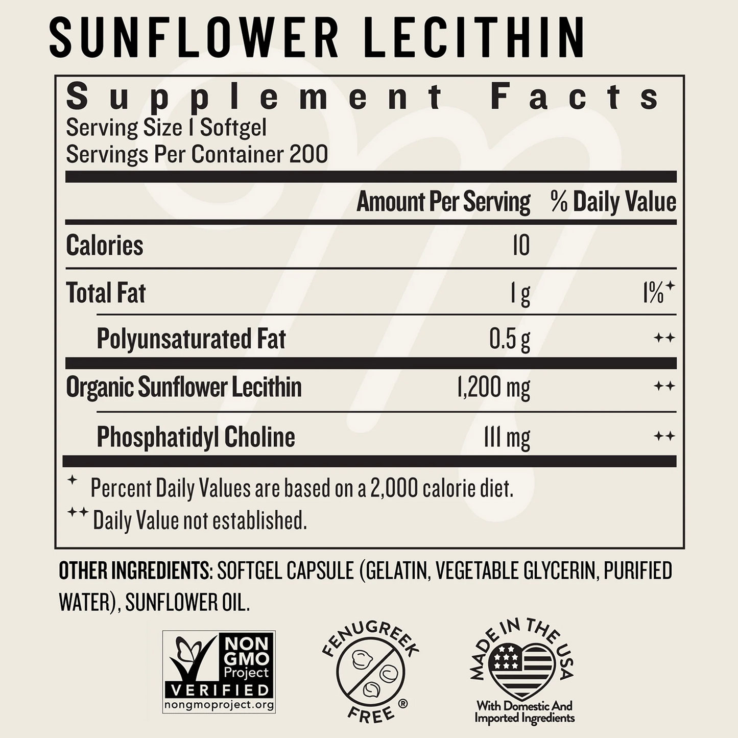 Legendairy Milk Sunflower Lecithin - 200 Softgels