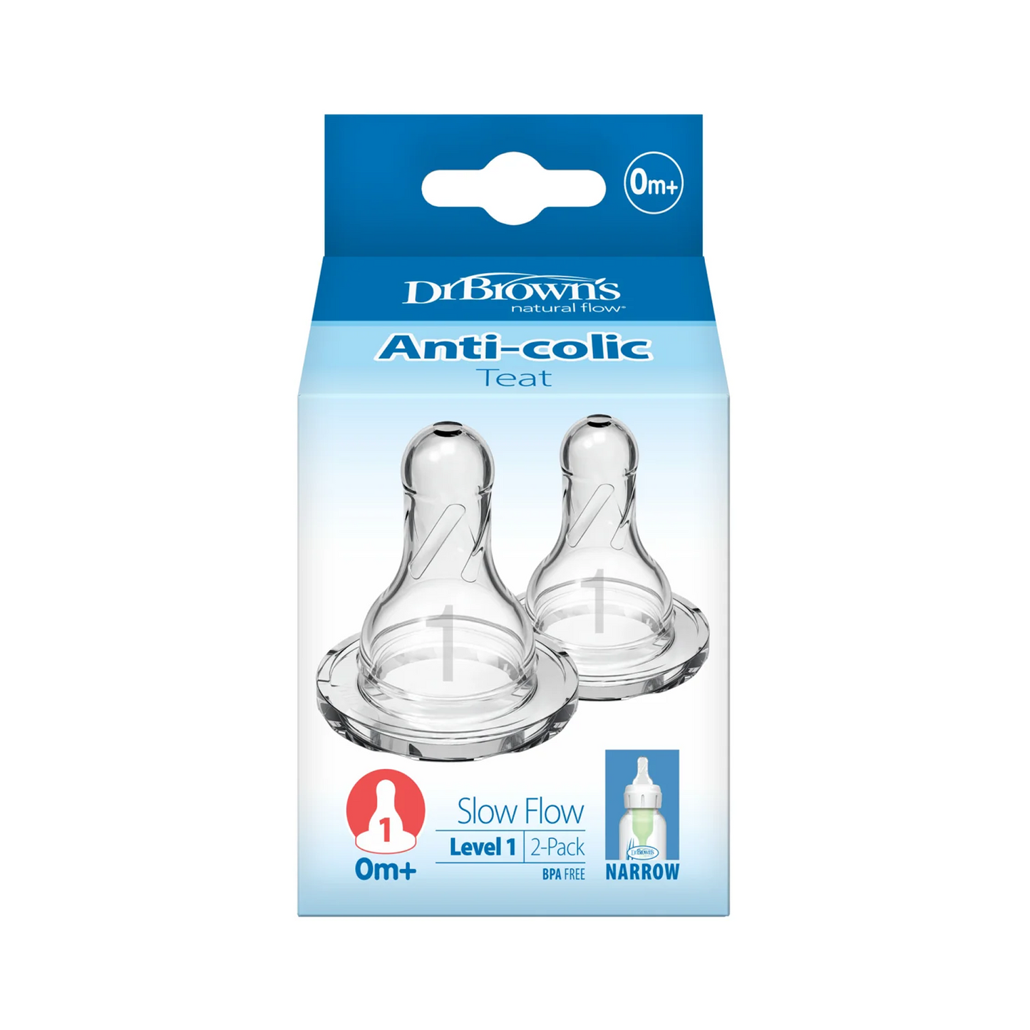 Level 1 Silicone Narrow Options+ Nipple - Pack of 2