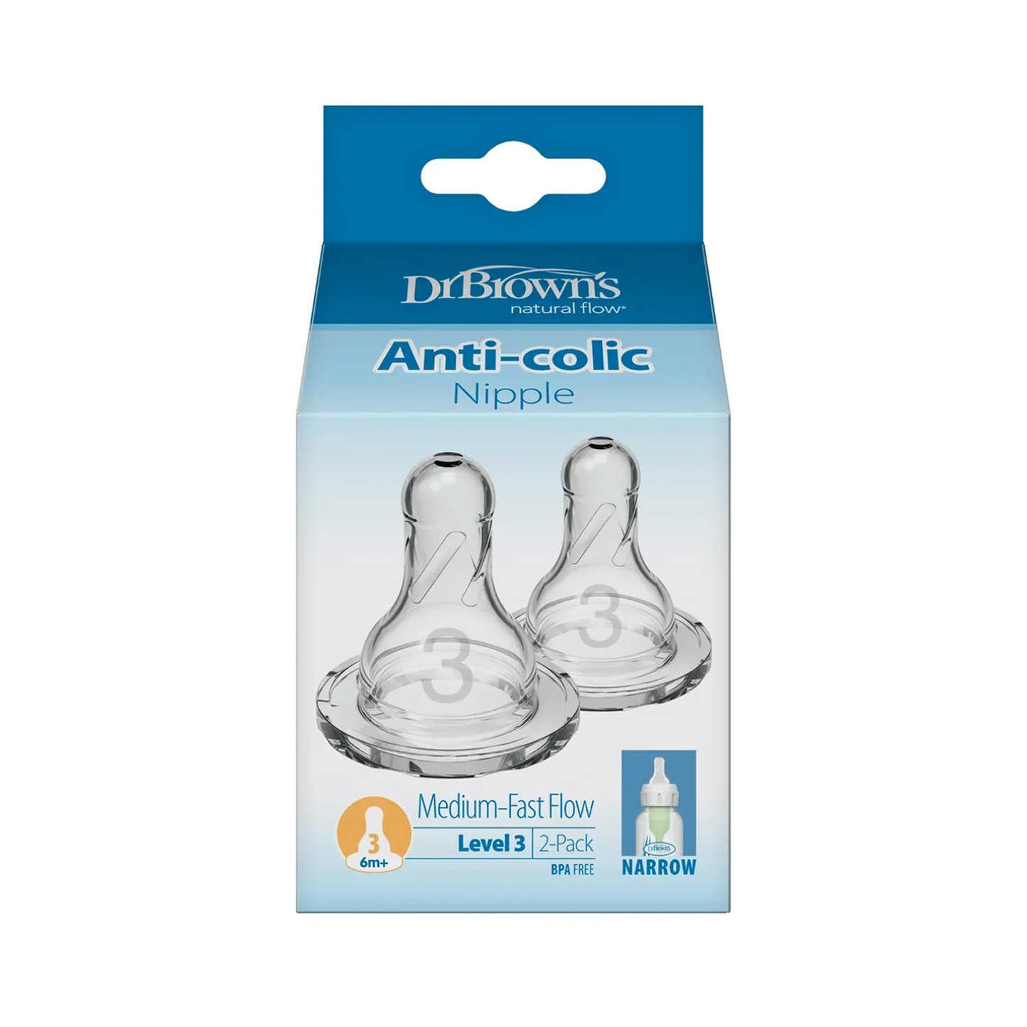 Level 3 Silicone Narrow Options+ Nipple - Pack of 2