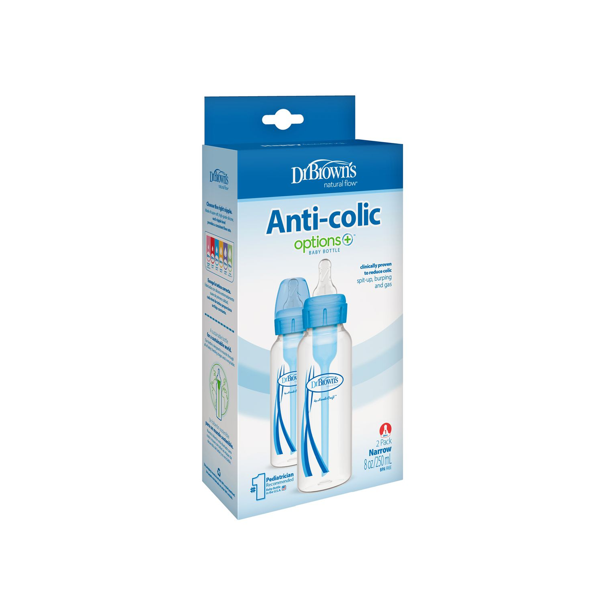 2pcs Narrow-Neck Options+ Blue Bottle 250ml