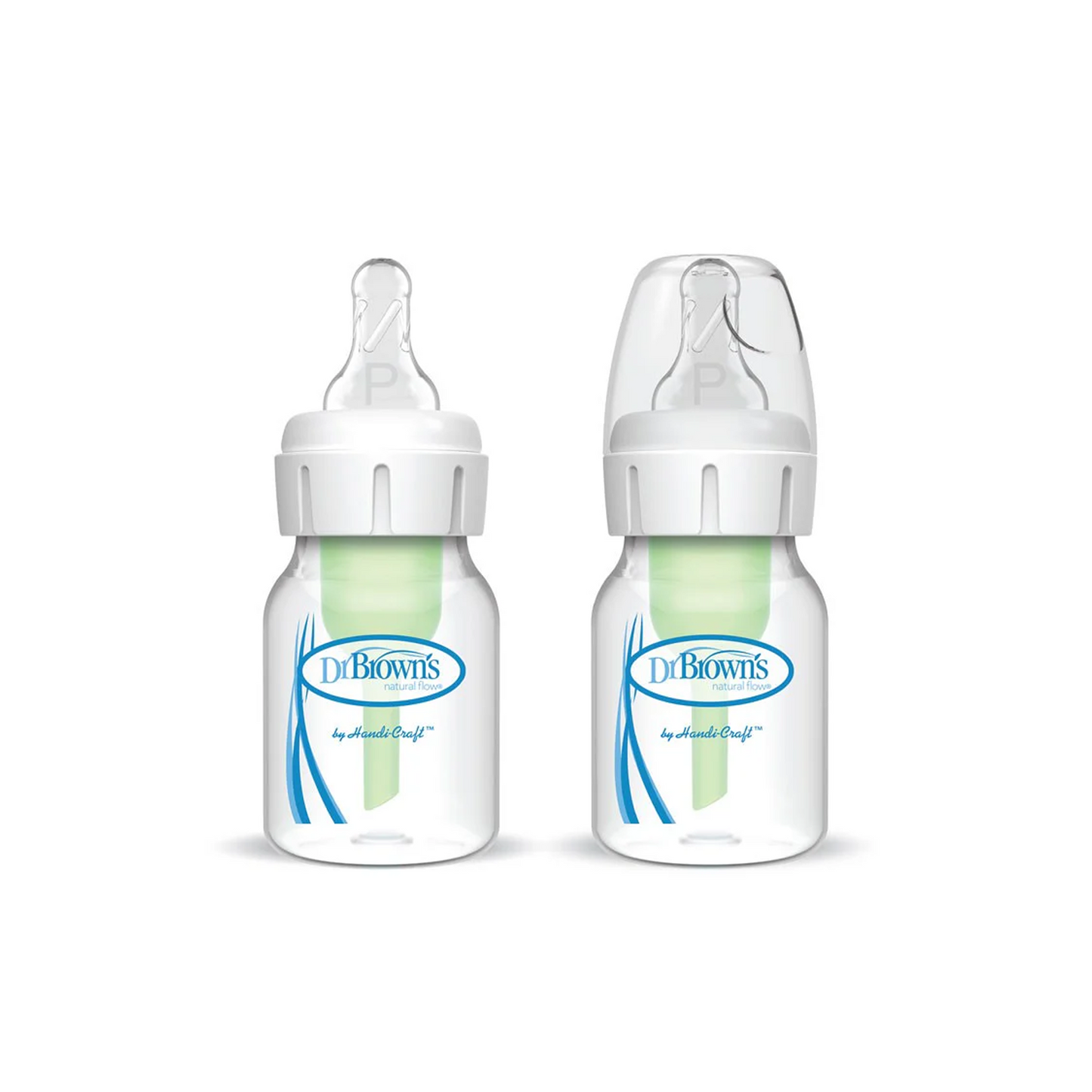 2-Piece Anti-Colic Natural Flow Feeding Bottles, 60 ml