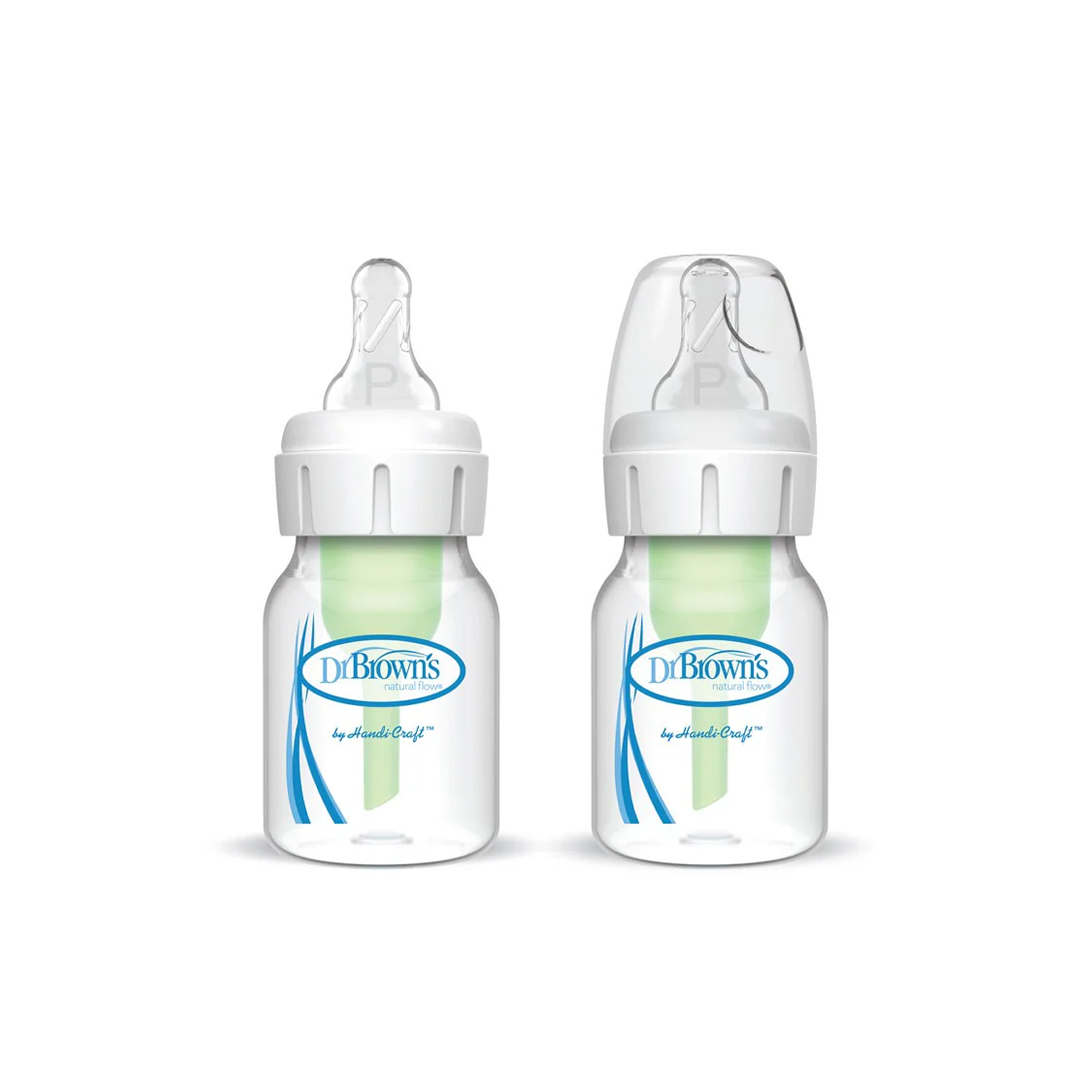 2-Piece Anti-Colic Natural Flow Feeding Bottles, 60 ml