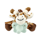 Lovey, Happy Paci, Silicone Pacifier & Teether Holder, Giraffe, 2 Piece Set