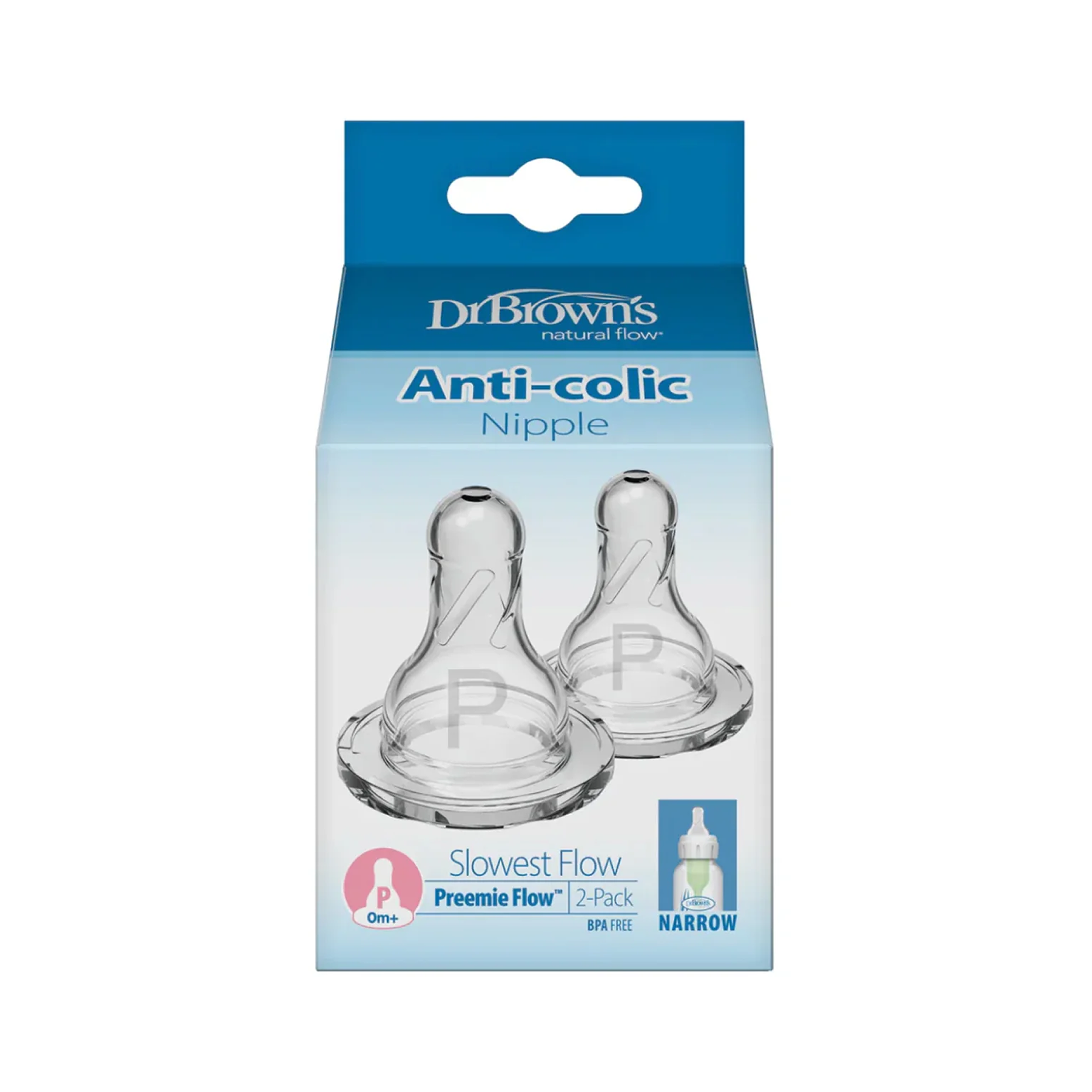 Preemie Level Narrow Bottle Silicone Nipple, (2-Pack)