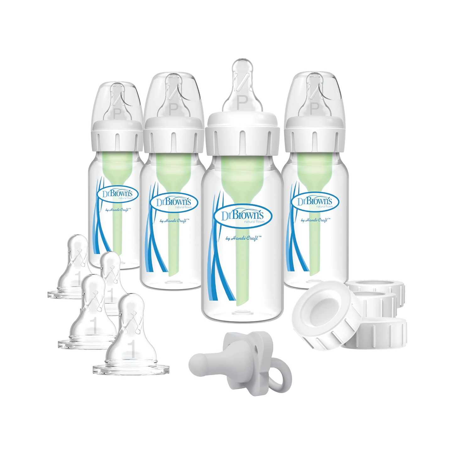 Options+ Slow Flow Bottle Set, 4 Ounce, Clear