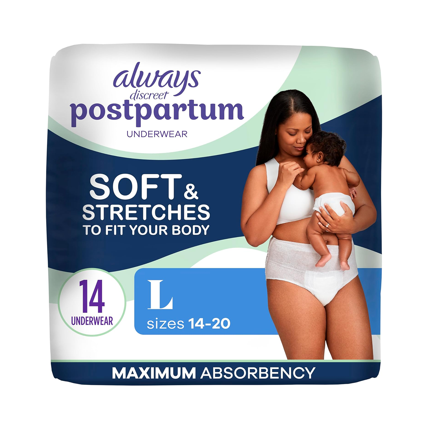Always Discreet Postpartum Underwear Large