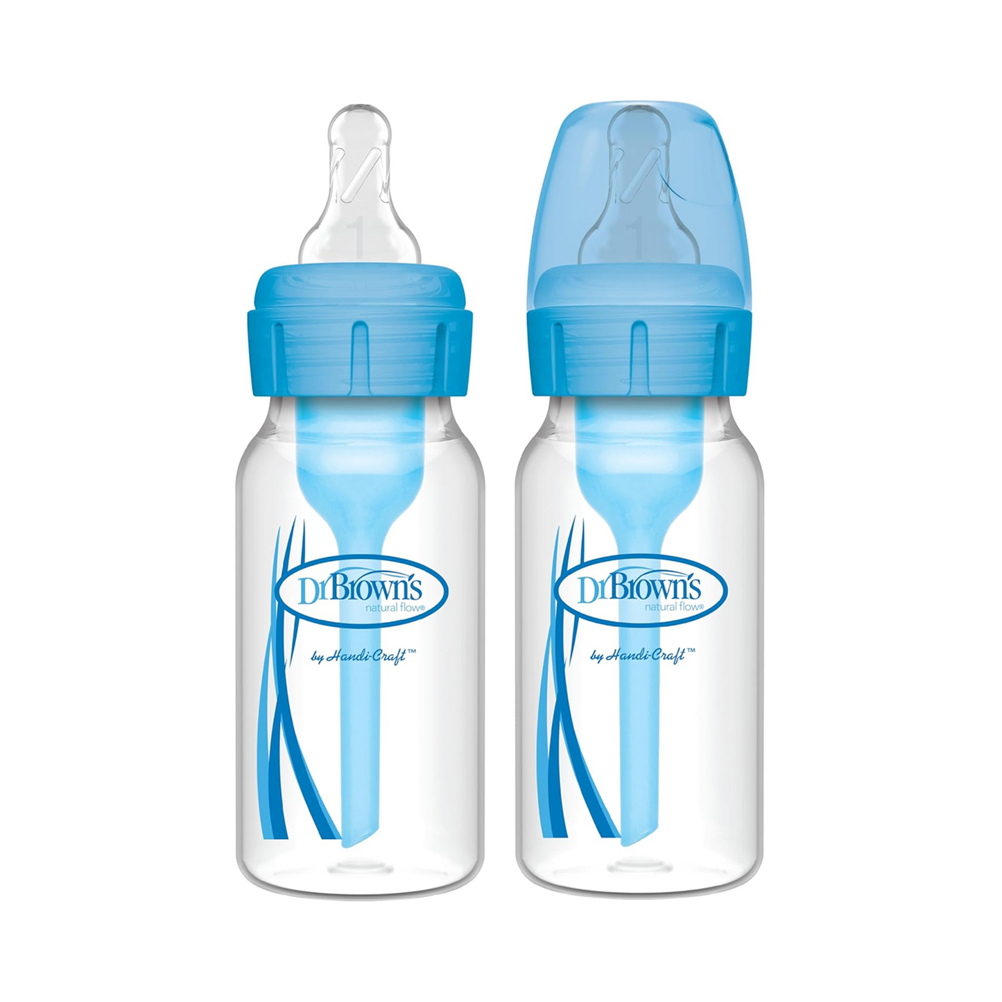 2-Piece Anti Colic Option+ Natural Flow Feeding Bottles, 120 ml (Blue)