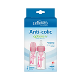 2-Piece Anti Colic Option+ Natural Flow Feeding Bottles, 120 ml (Pink)