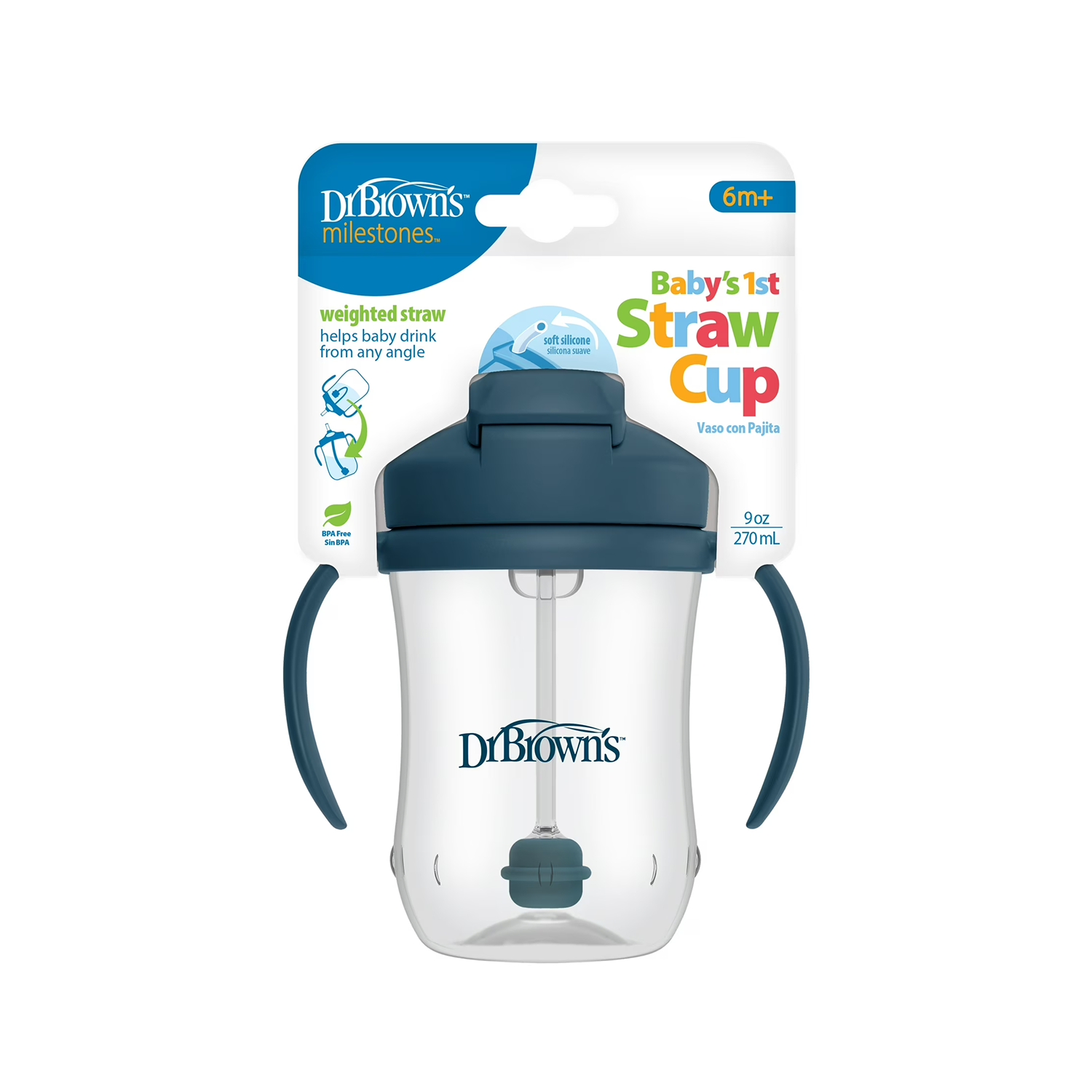 Milestones Baby’s First Straw Cup 9oz/270mL, Dark Blue