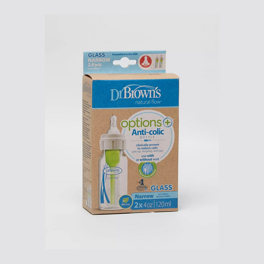 Dr. Brown's Options+ 2-Pc Anti-Colic Feeding GLASS Bottle Set - 120 ml
