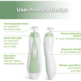 Haakaa Baby Nail Trimmer Electric, 6 Grinding Heads, Meadow