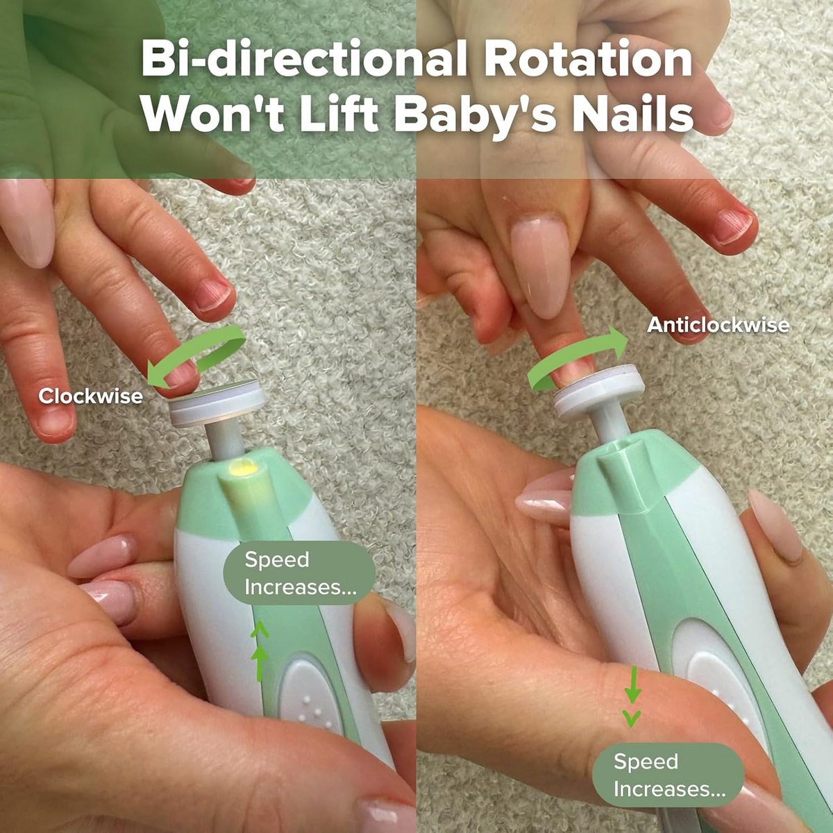 Haakaa Baby Nail Trimmer Electric, 6 Grinding Heads, Meadow