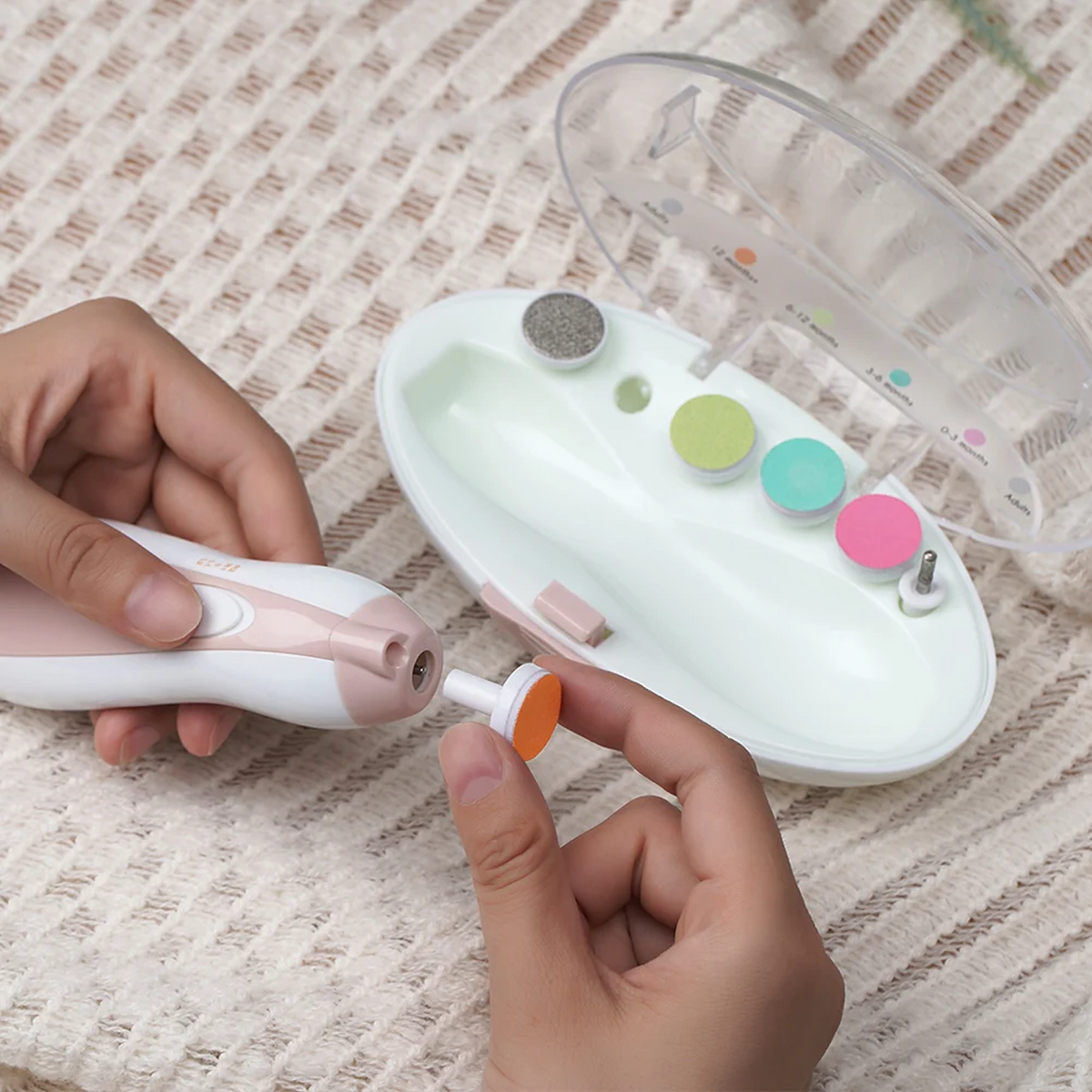 Haakaa Baby Nail Trimmer Electric, 6 Grinding Heads, Pink