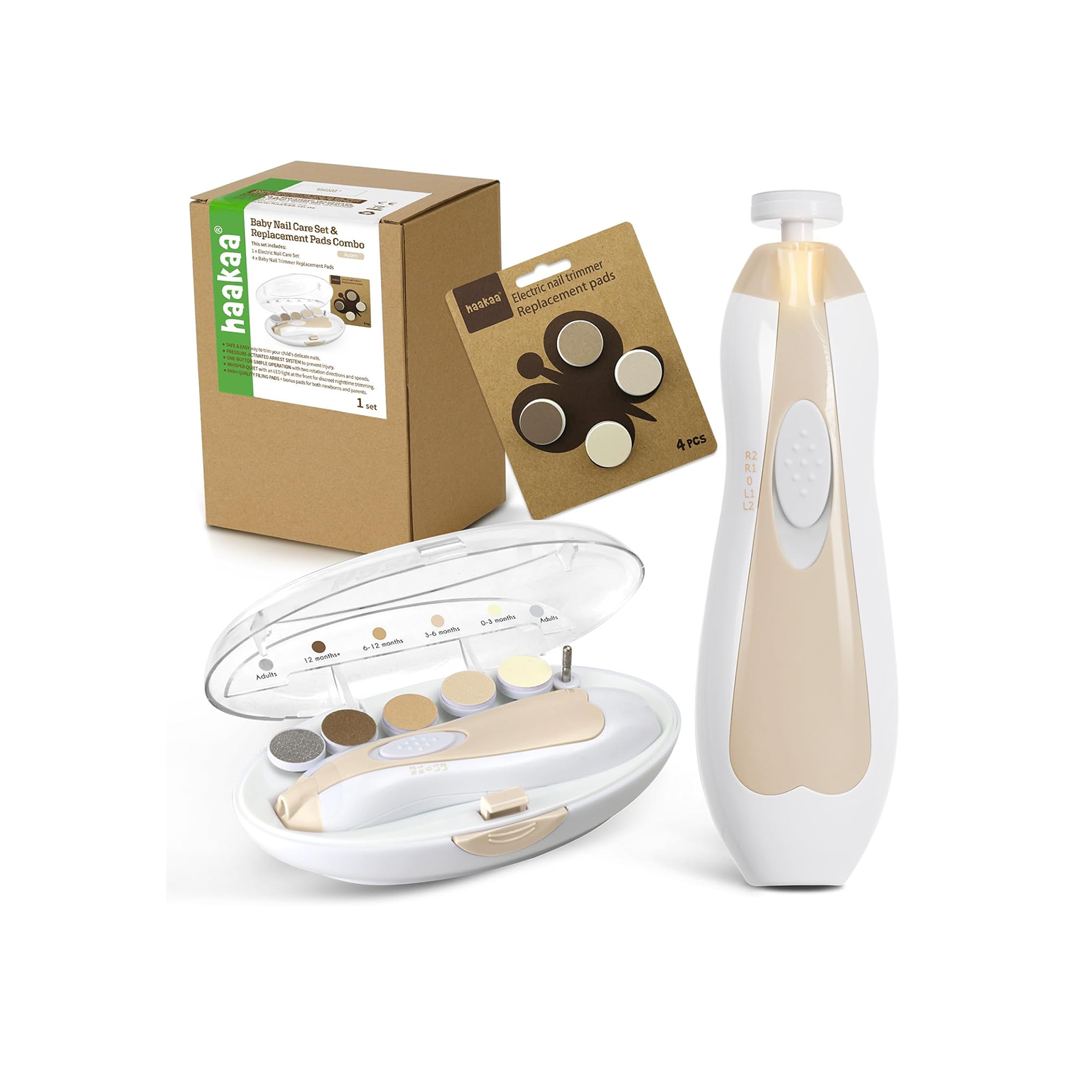 Haakaa Nail Trimmer Electric with Extra 4 Replacement Pads