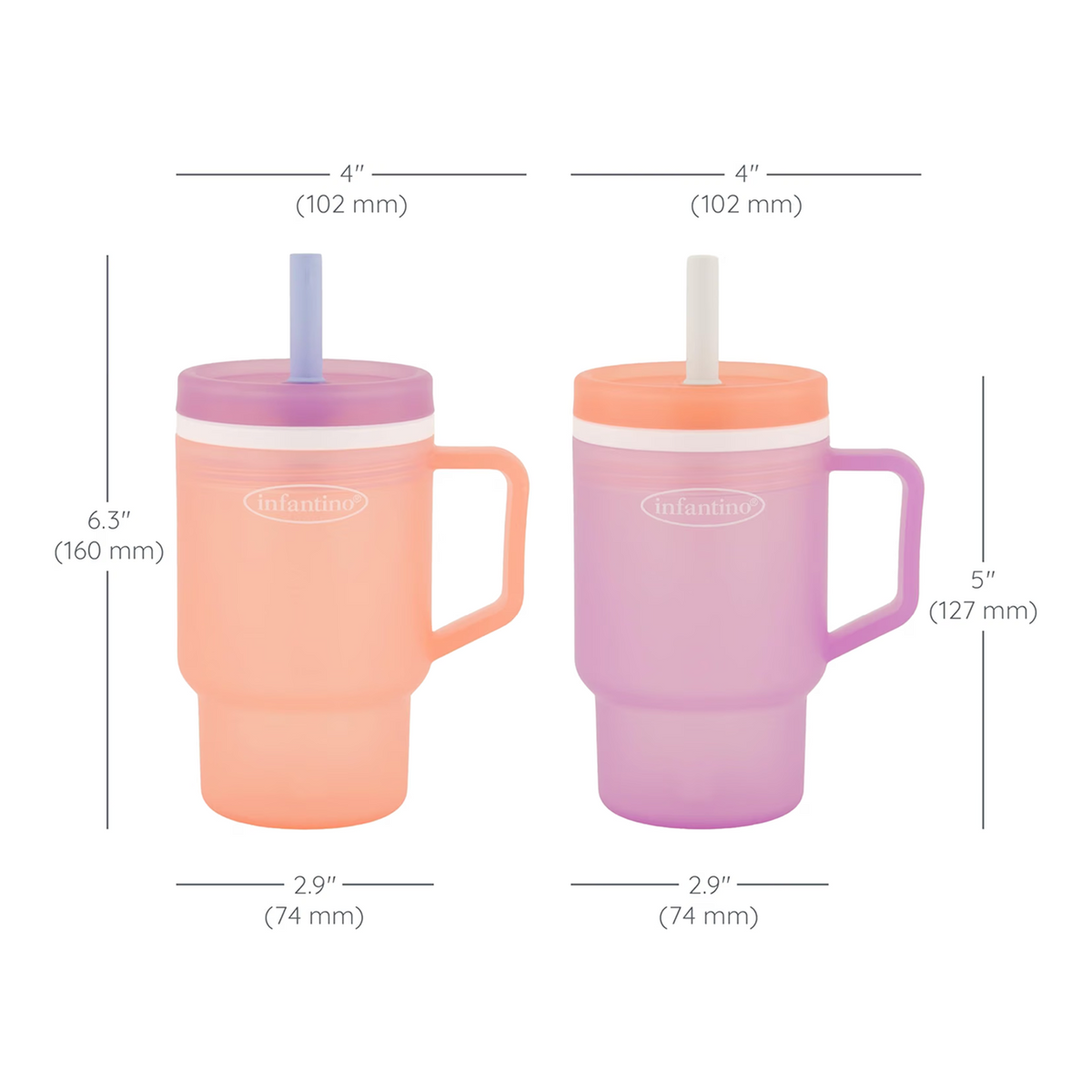 Infantino My 1st Tumbler Straw Cup, 10oz, 2 Pack Seashell & Lavender