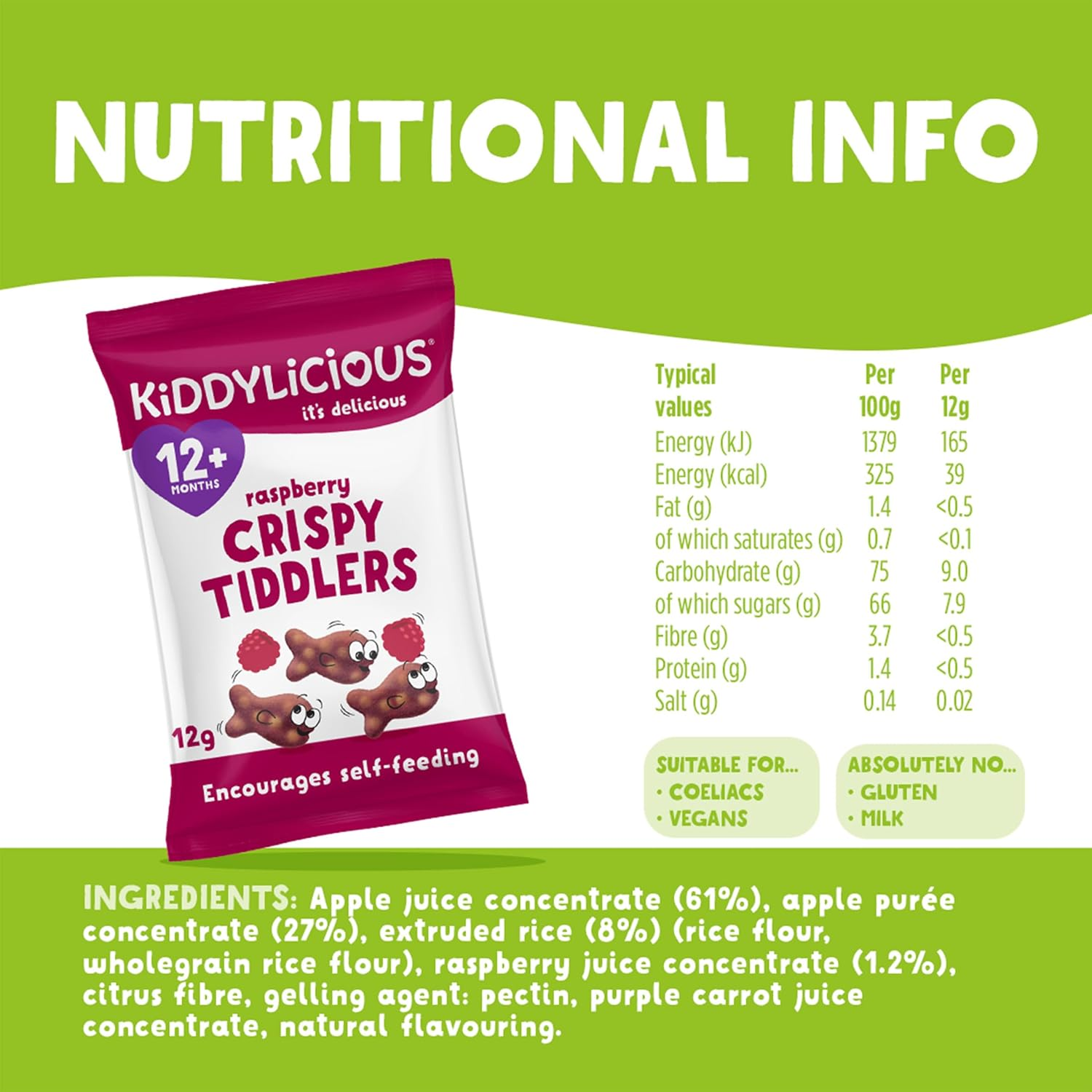 Kiddylicious Crispy Tiddlers Raspberry