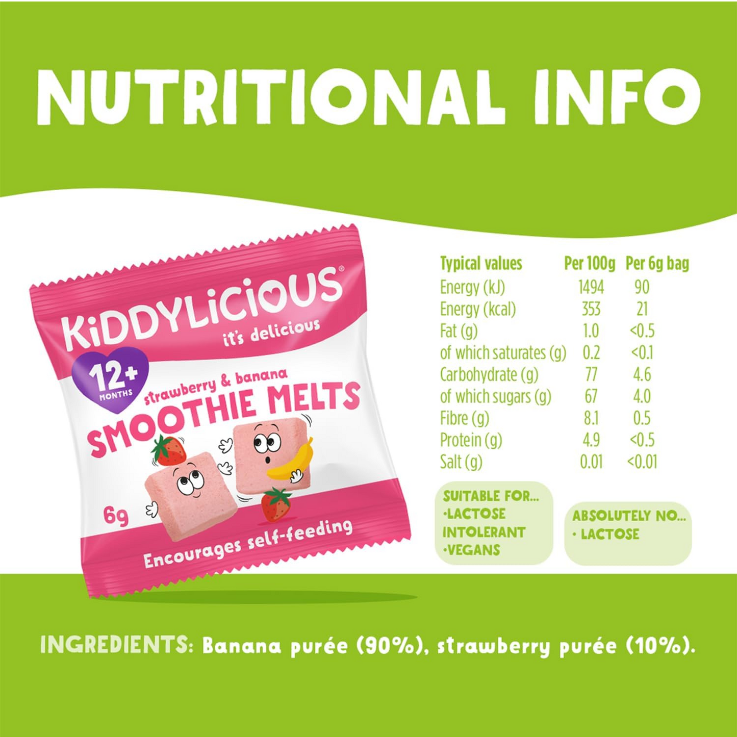Kiddylicious 2 Pack Smoothie Melts Banana & Strawberry