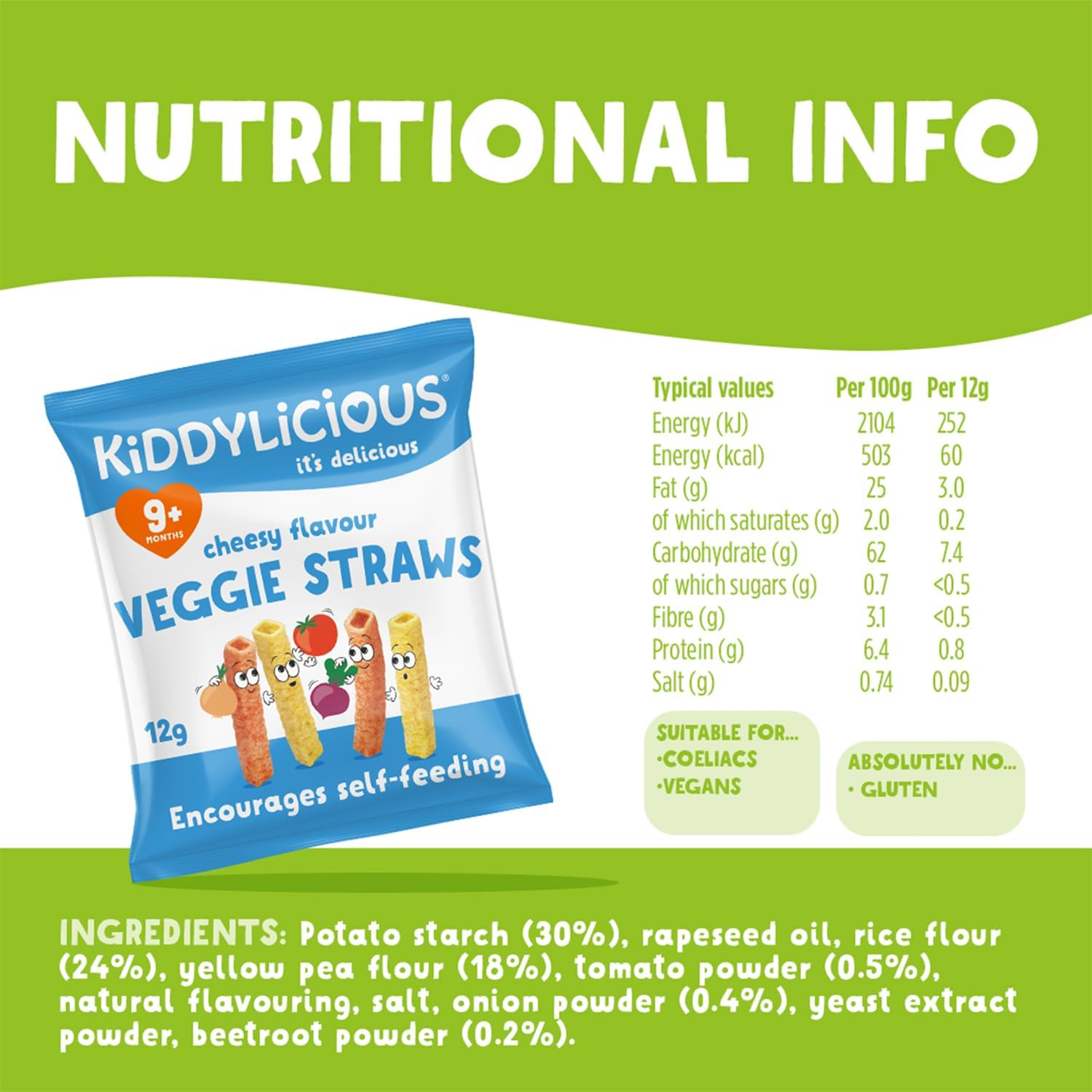 Kiddylicious Veggie Straws Cheesy Flavour