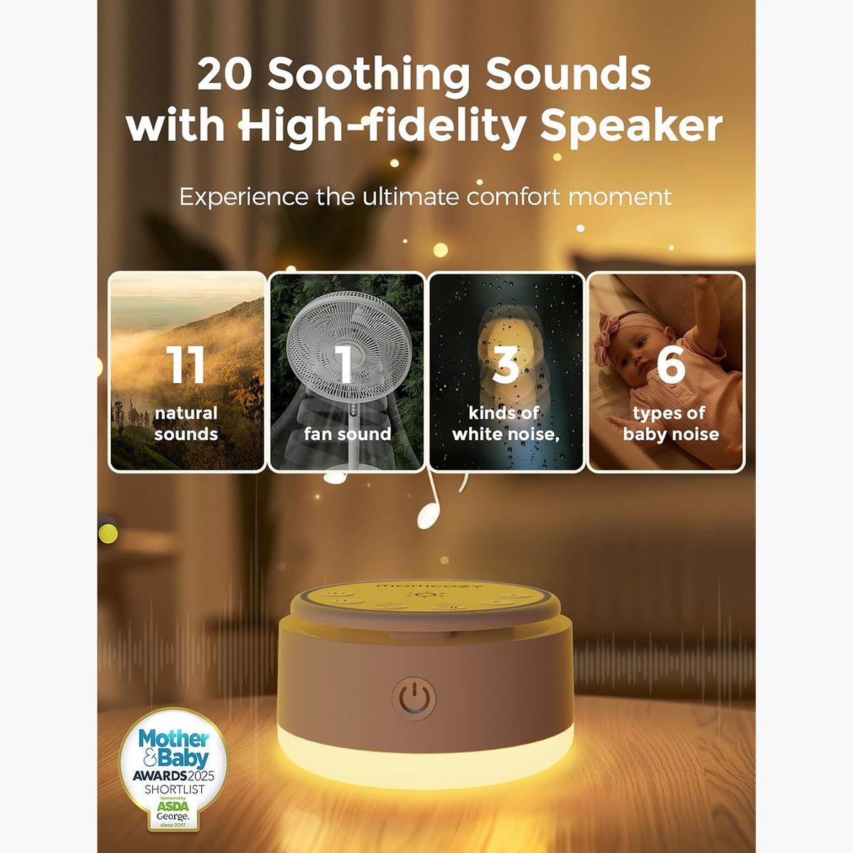 Momcozy Baby Sound Machine, Warm Light