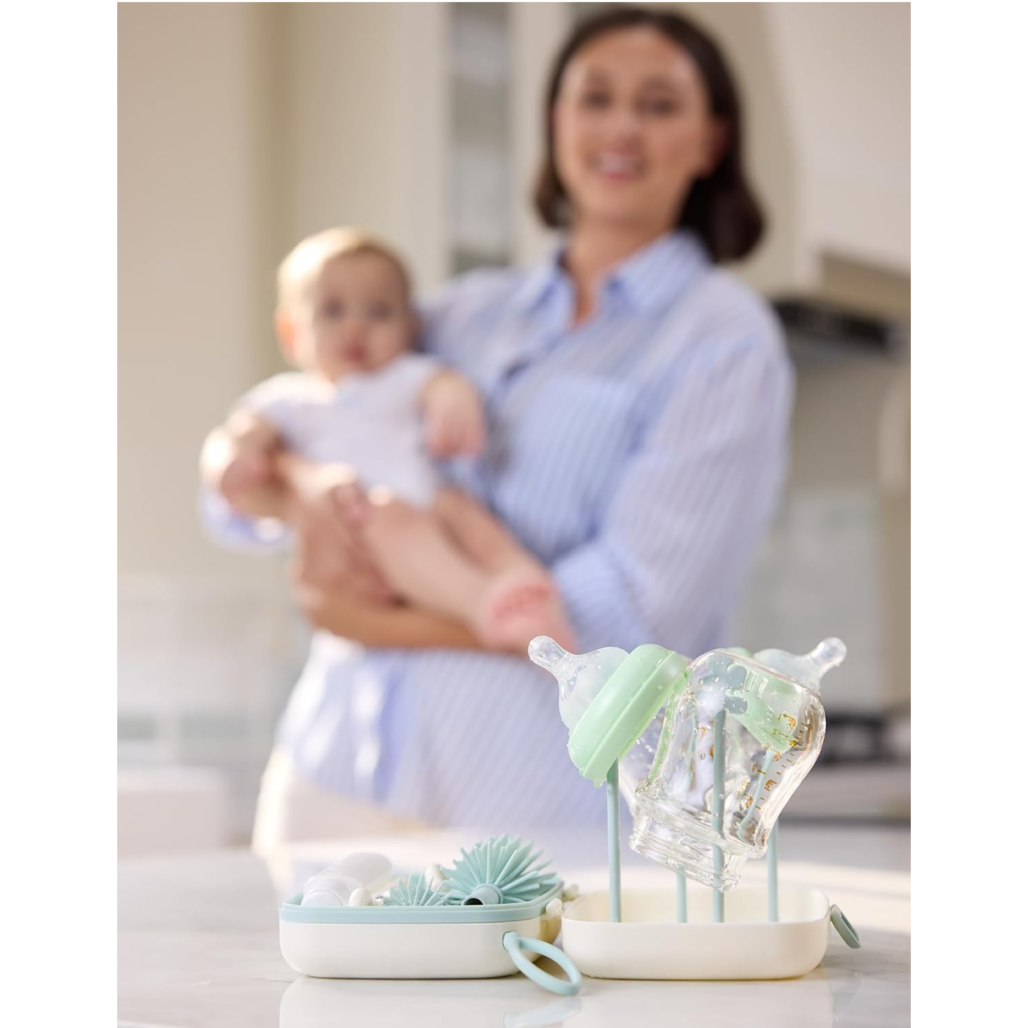Momcozy 7-in-1 Baby Bottle Brush Set with Drying Rack