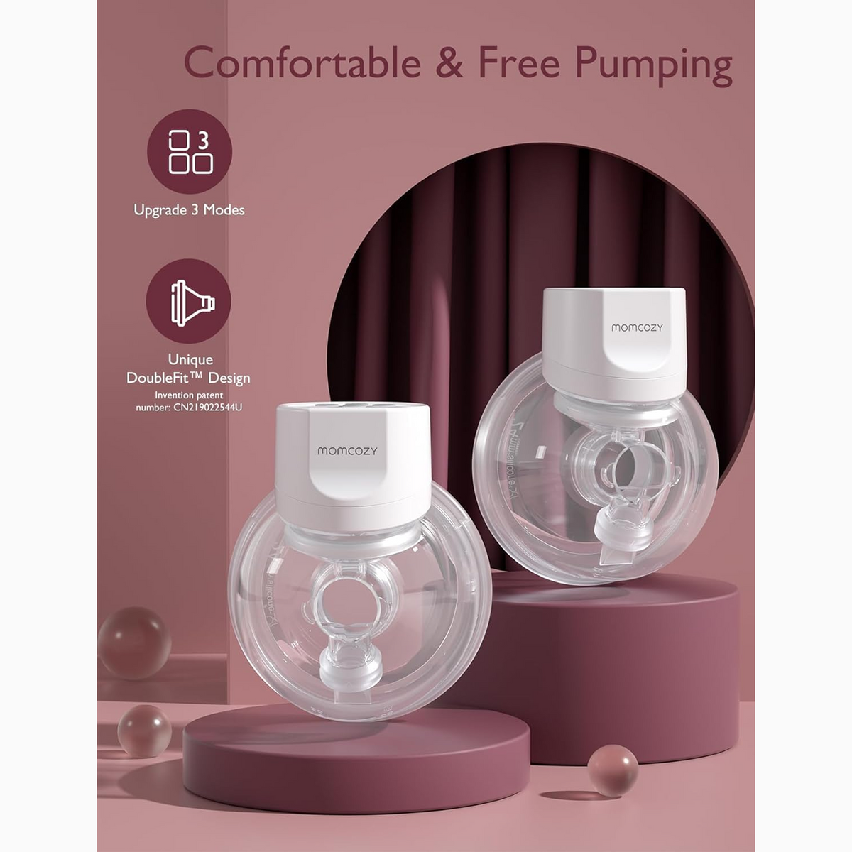 Momcozy S12 Pro Wearable Electric Breast Pump Hands-Free, 24mm, 2 PC, White