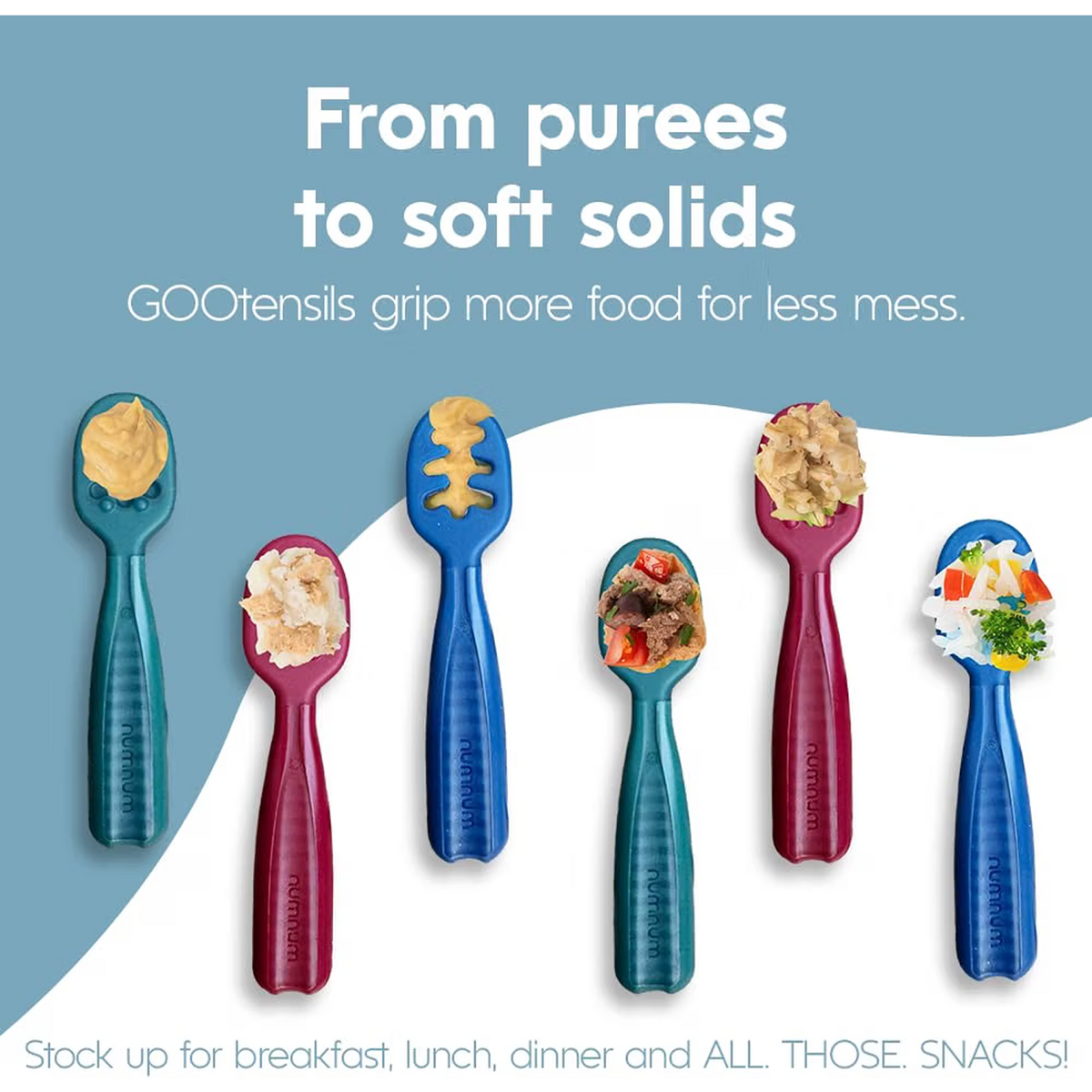 Feeding Littles x NumNum GOOtensils™s, 3-Pack Jewel Tones
