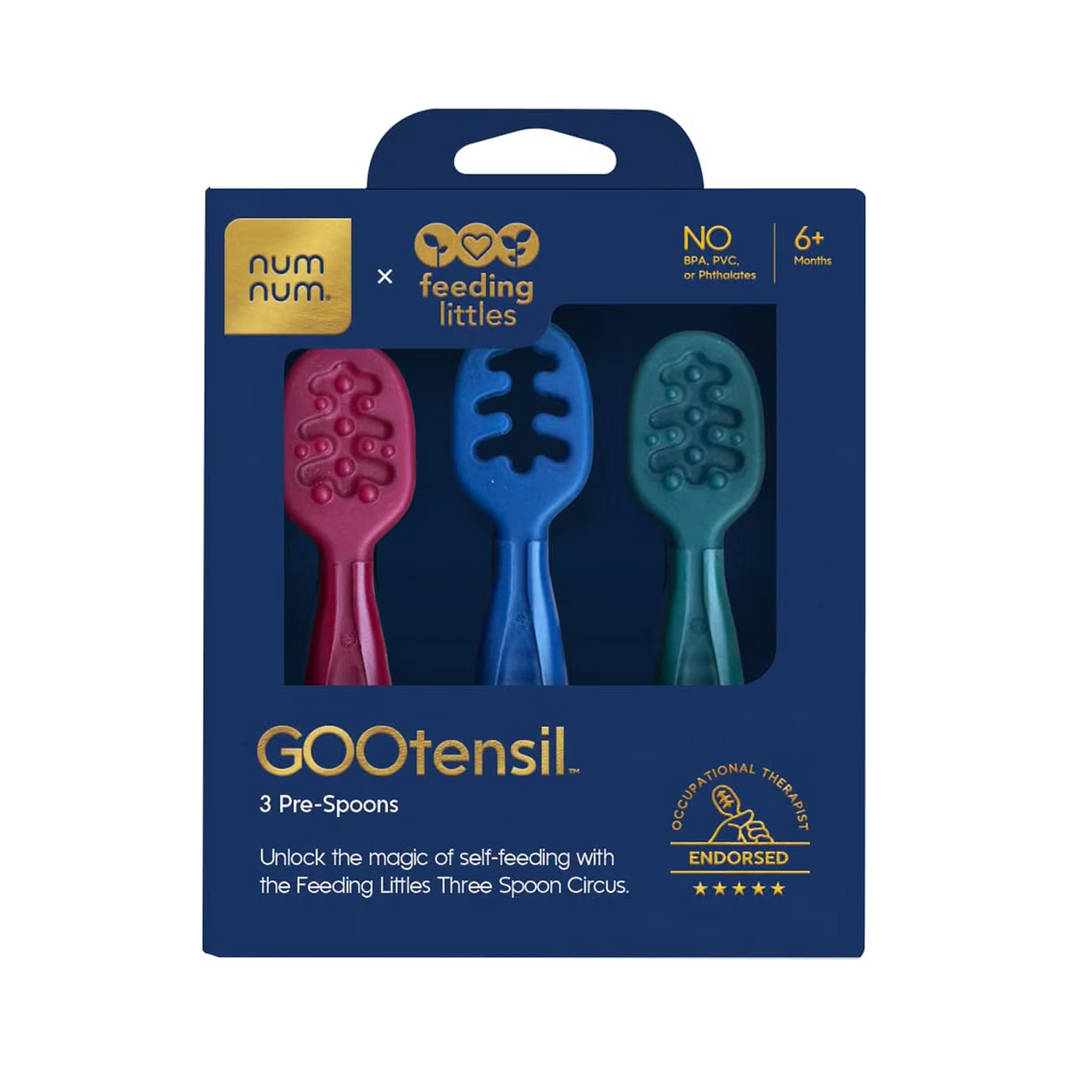 Feeding Littles x NumNum GOOtensils™s, 3-Pack Jewel Tones