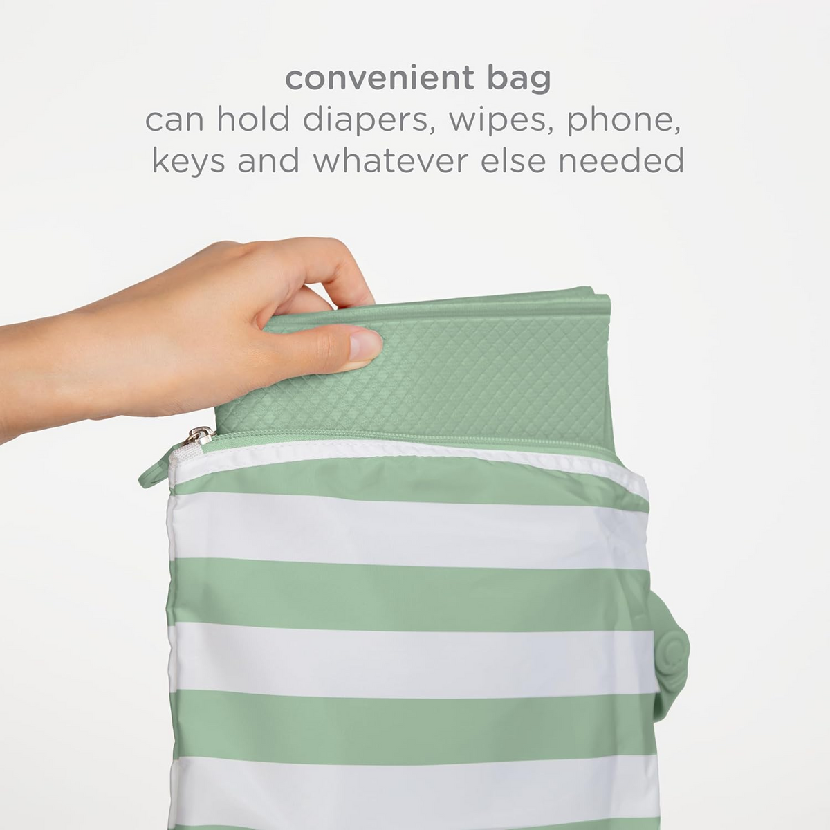 Ubbi On-The-Go Changing Baby Mat with Carrying Bag, Sage Green