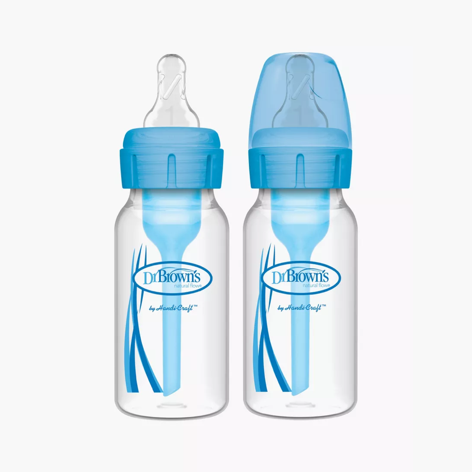 2-Piece Anti Colic Option+ Natural Flow Feeding Bottles, 120 ml (Blue)