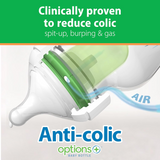 Anti-Colic Options+ Wide-Neck Glass Baby Bottles 9 oz/270 mL, with Level 1 Slow Flow, 3 Pack