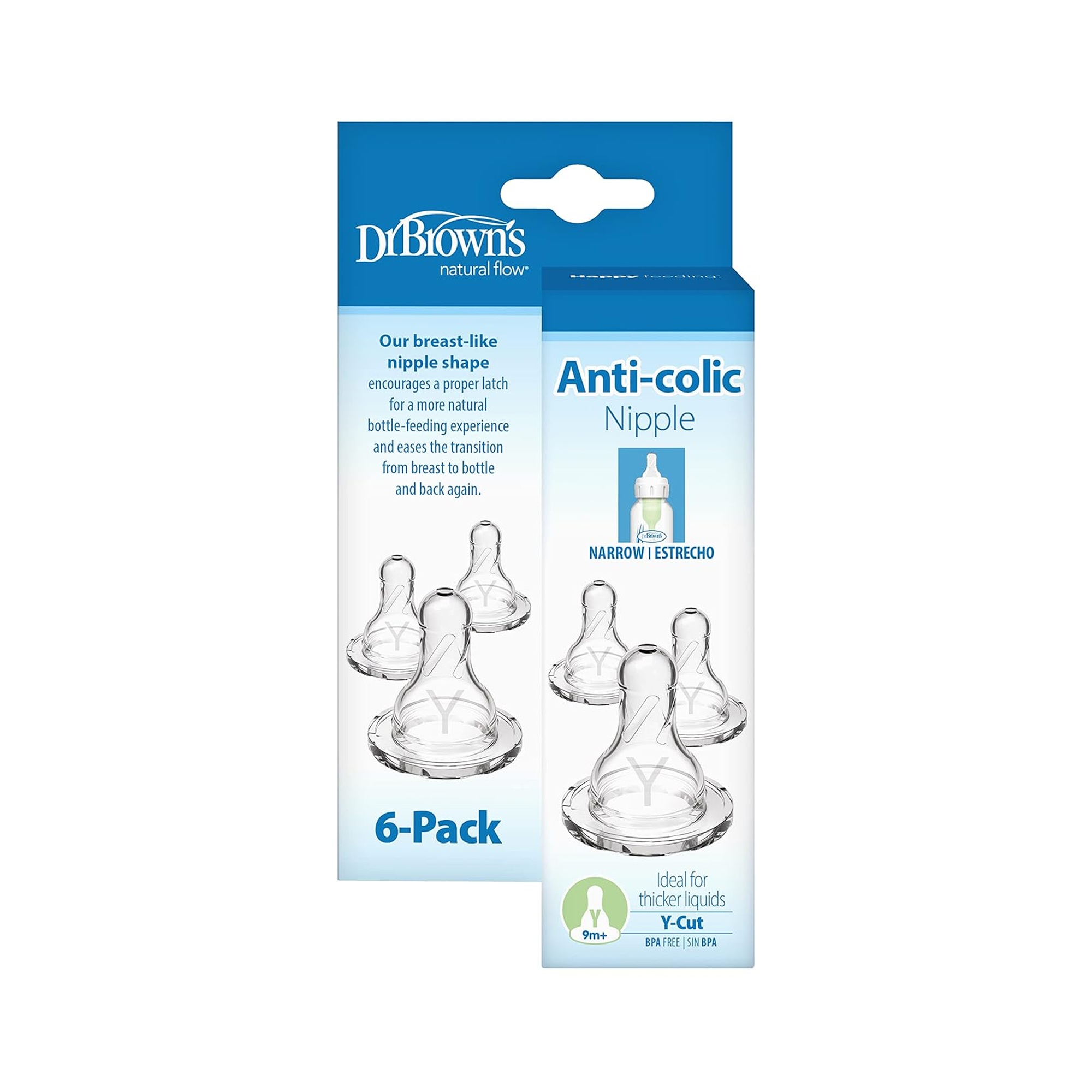 Y-Cut Silicone Narrow Options+ Nipple - Pack of 6
