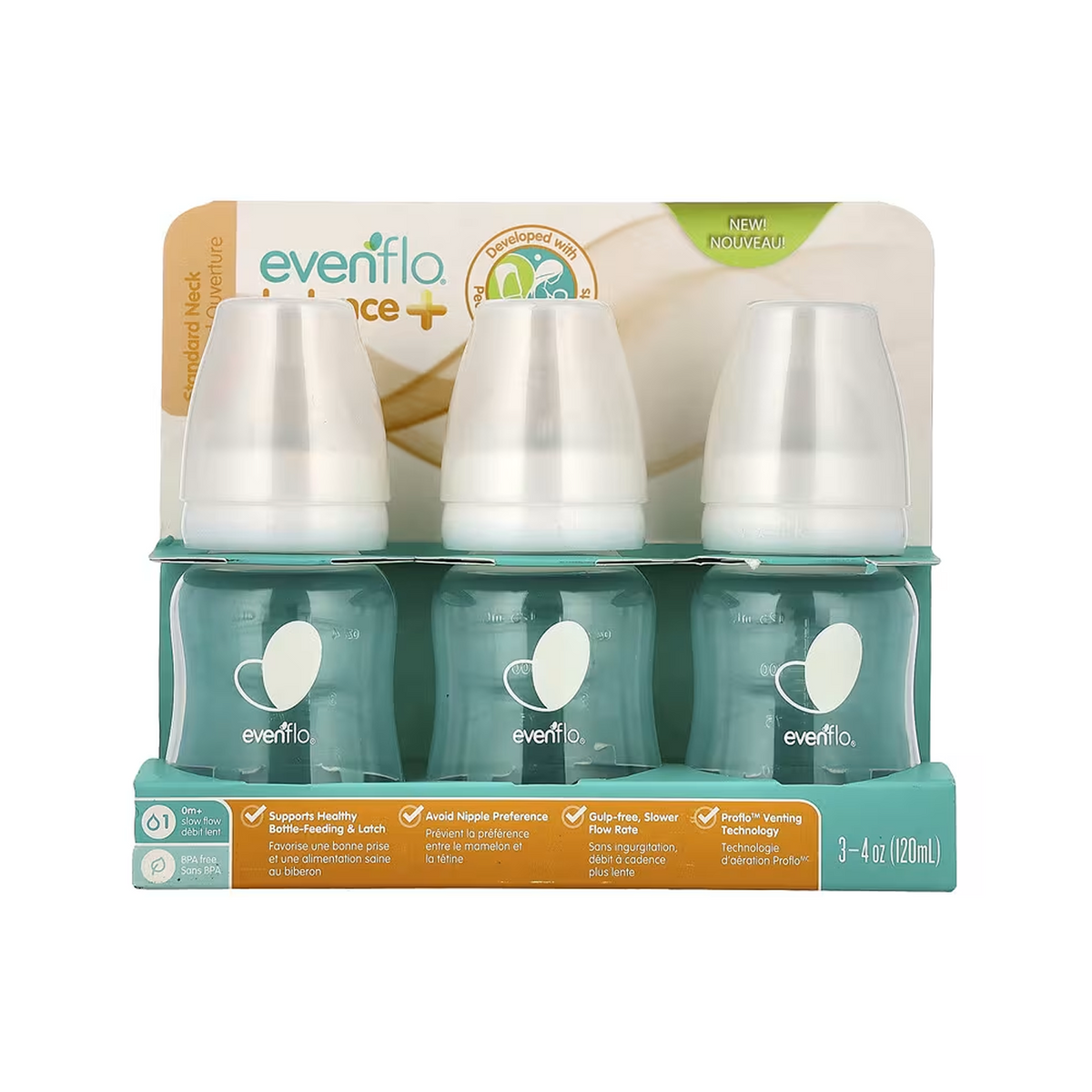 Evenflo Balance + Standard Baby Bottles 3-4oz 3pk