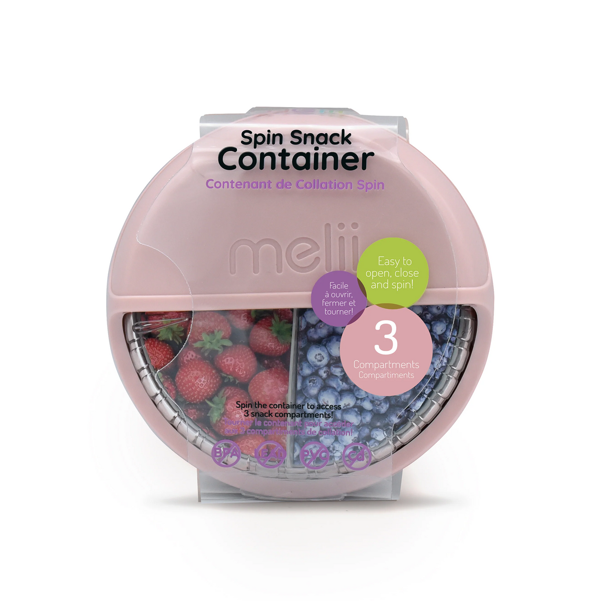 Melii Baby Spin Snack Container Pink