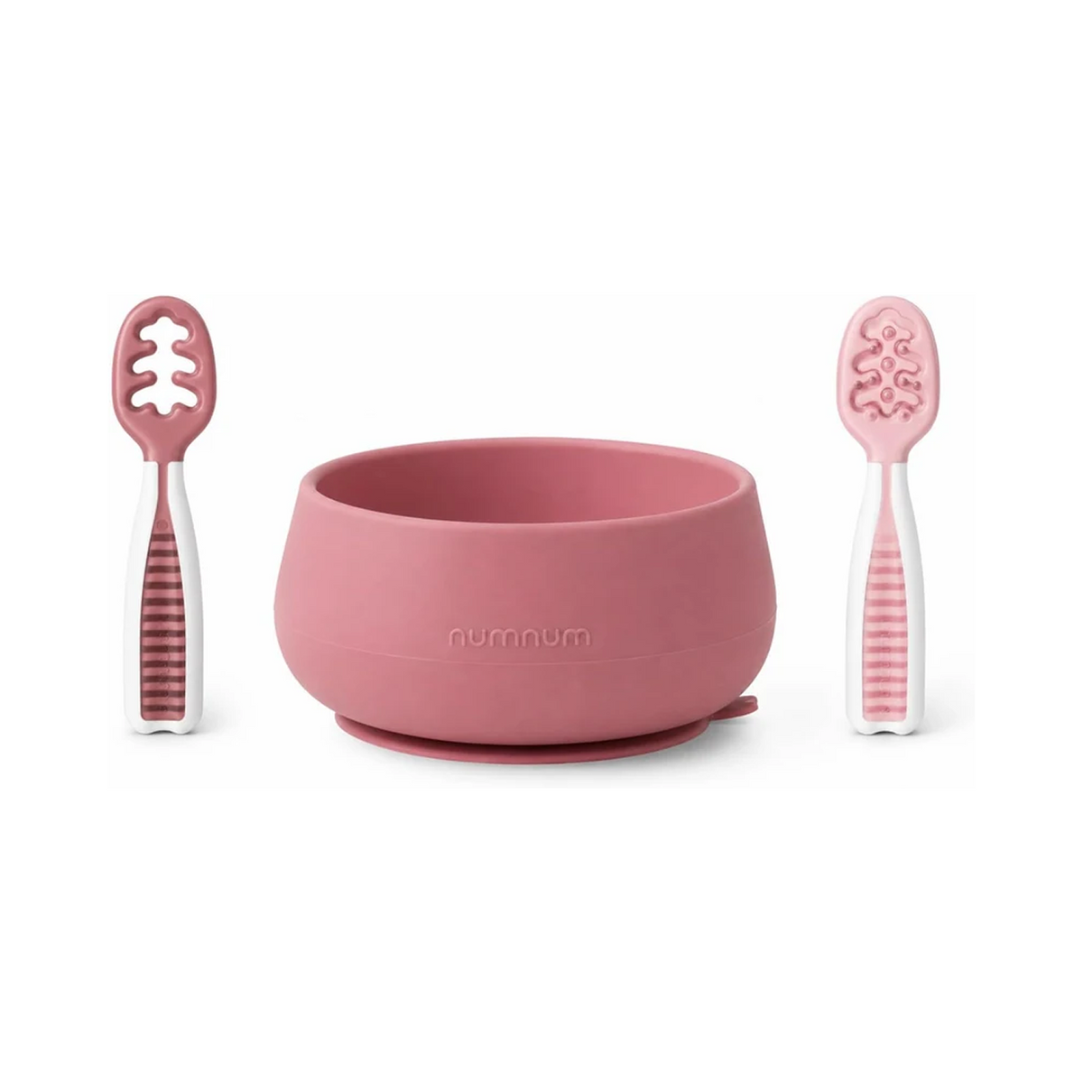 NumNum Suction Bowl + GOOtensils™ Set | Baby Feeding Starter Kit Mauve