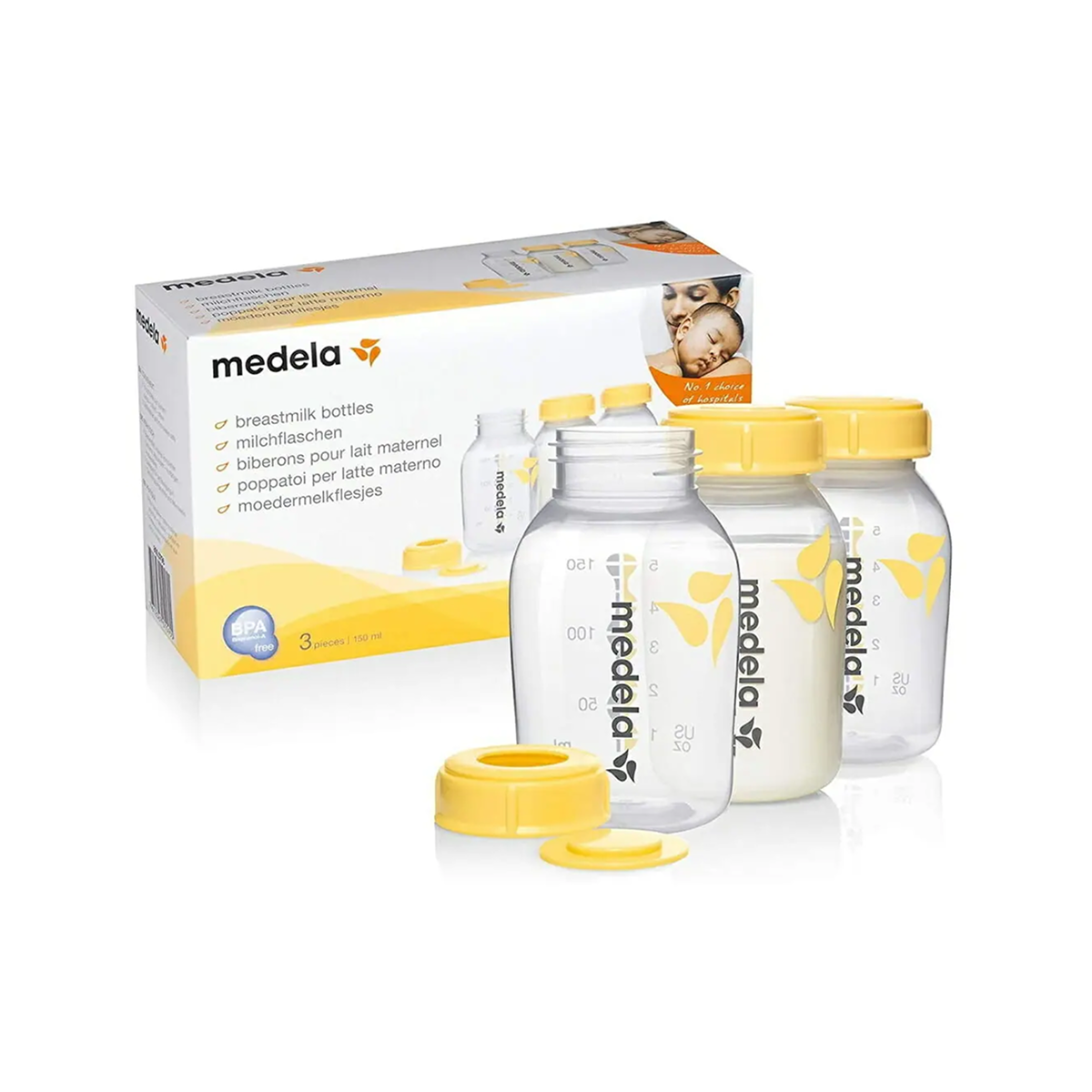 Breast Milk Storage Bottles - BPA-Free - Pack of 3 x 150 ml