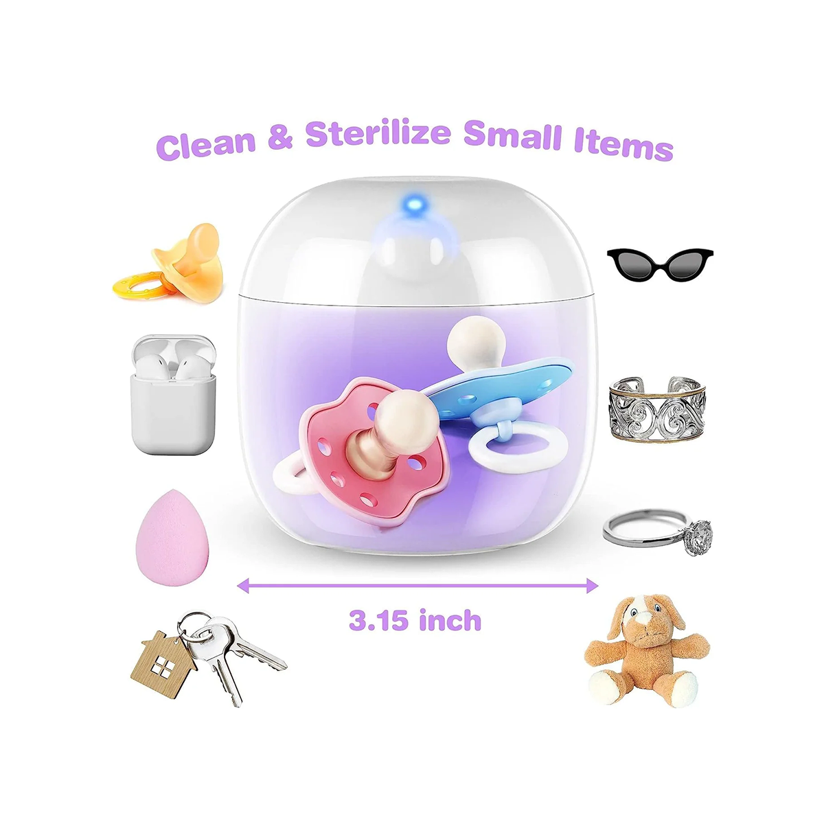 Mountop Mini Portable Pacifier UV Sterilizer, Rechargeable