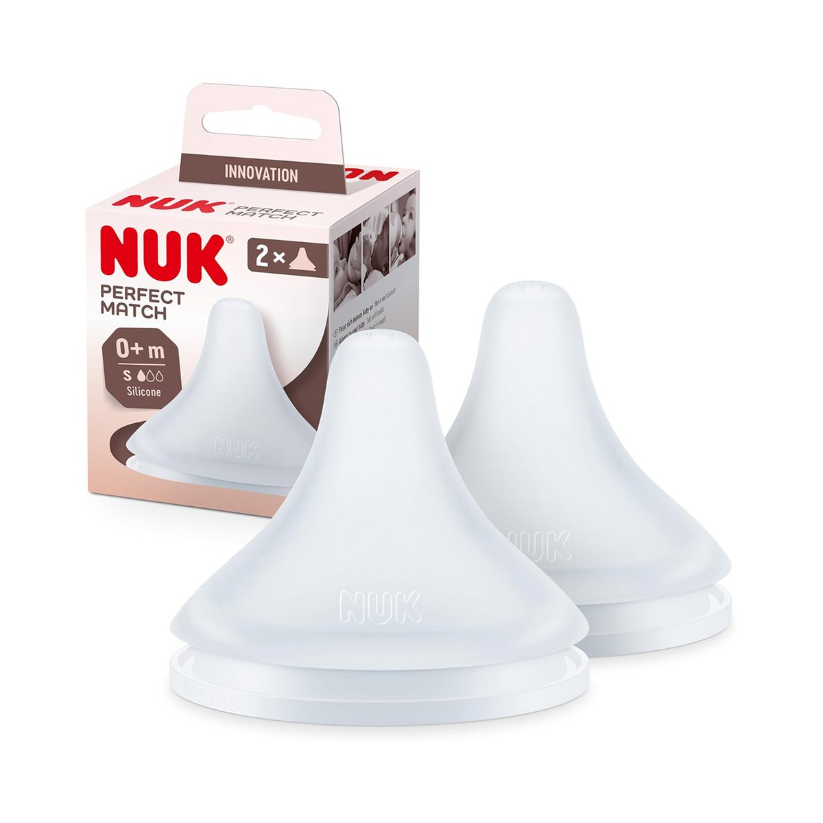 NUK Perfect Match Slow Flow 0m+ Nipple, 2-pack