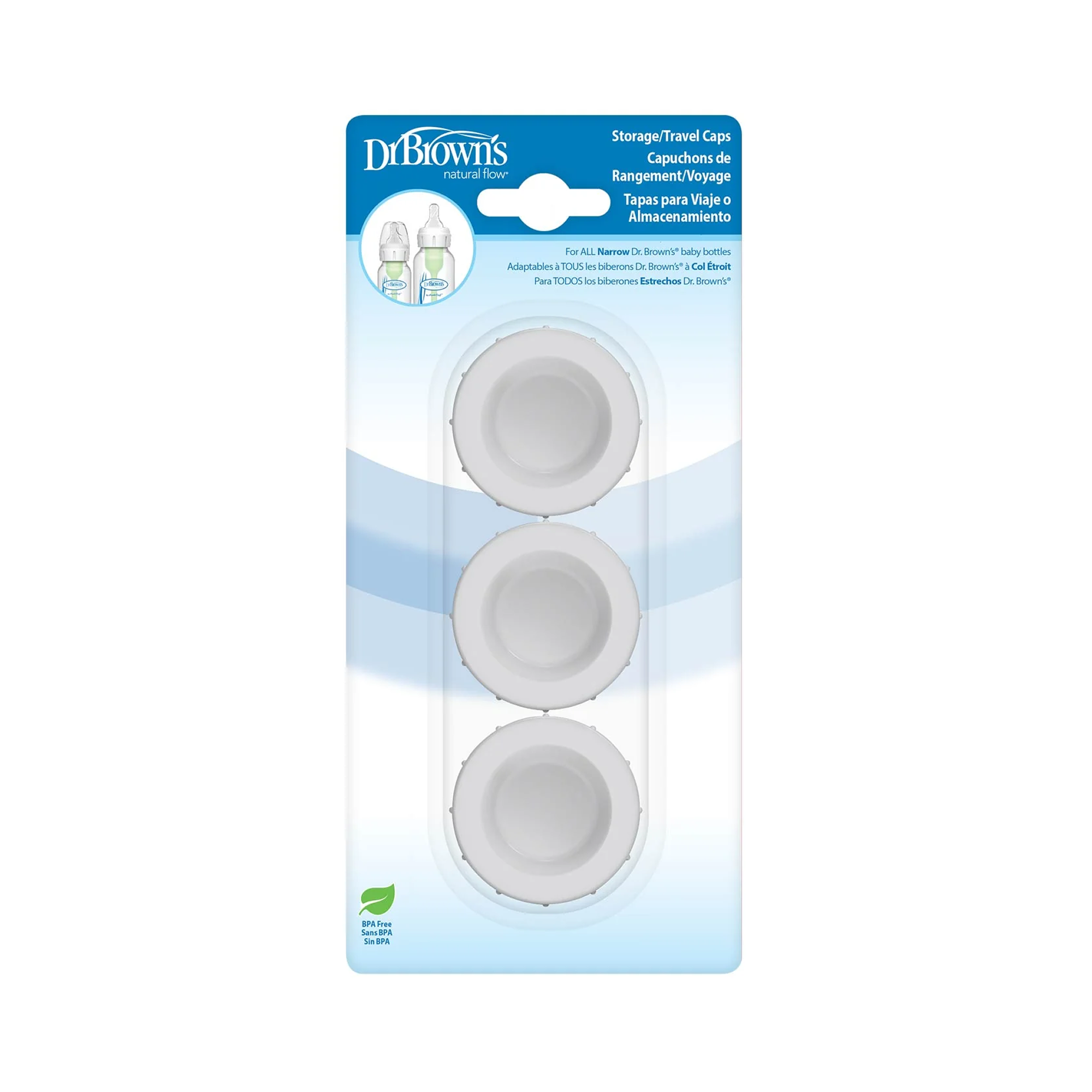 Natural Flow Narrow Storage/Travel Caps, 3-Pack